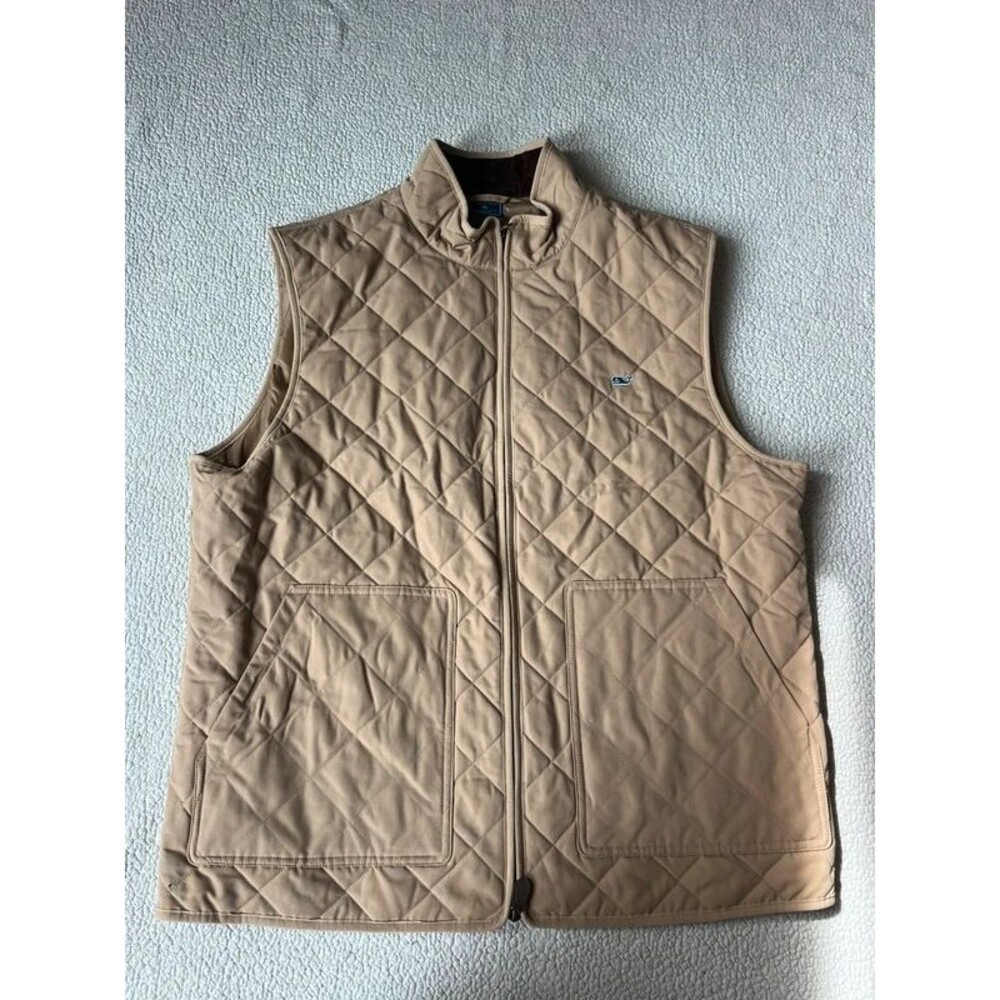 Vineyard Vines Tan Quilted Vest Mens XL